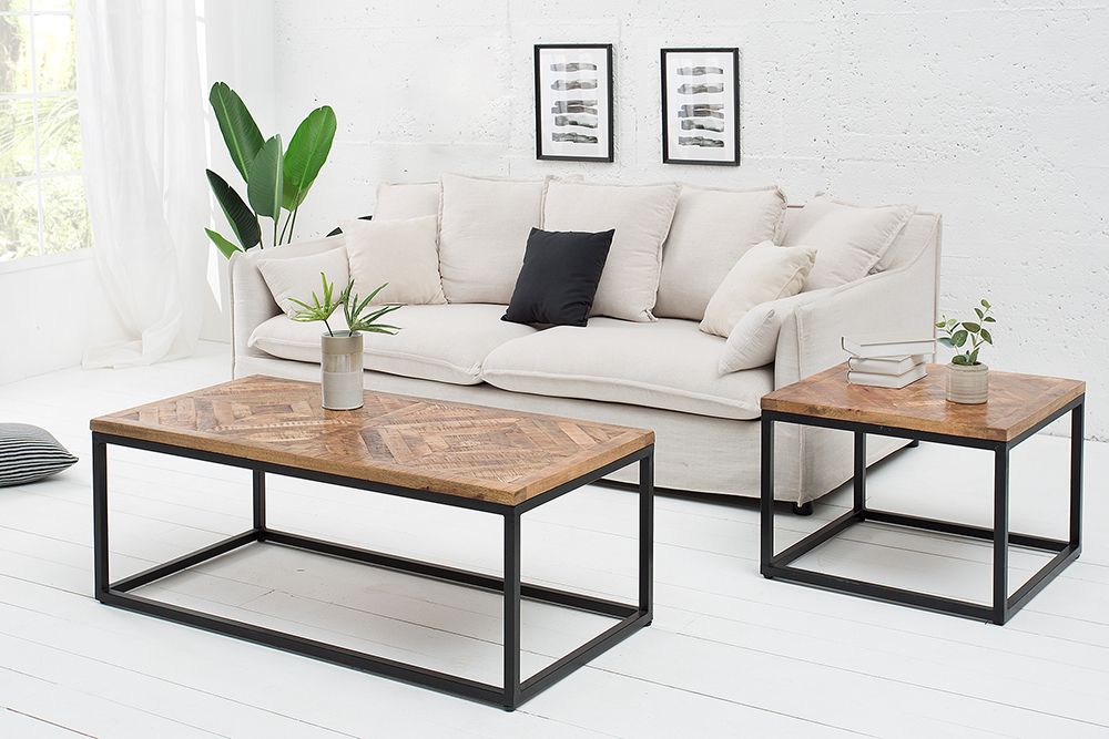 Massiver Beistelltisch INFINITY HOME 60cm Mangoholz Industrial Design