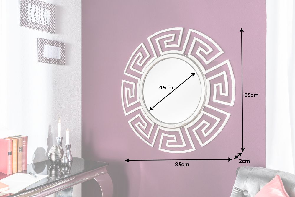 Glamouröser Design Spiegel EUPHORIA XL 85cm silber Wandspiegel Handarbeit aus Metall