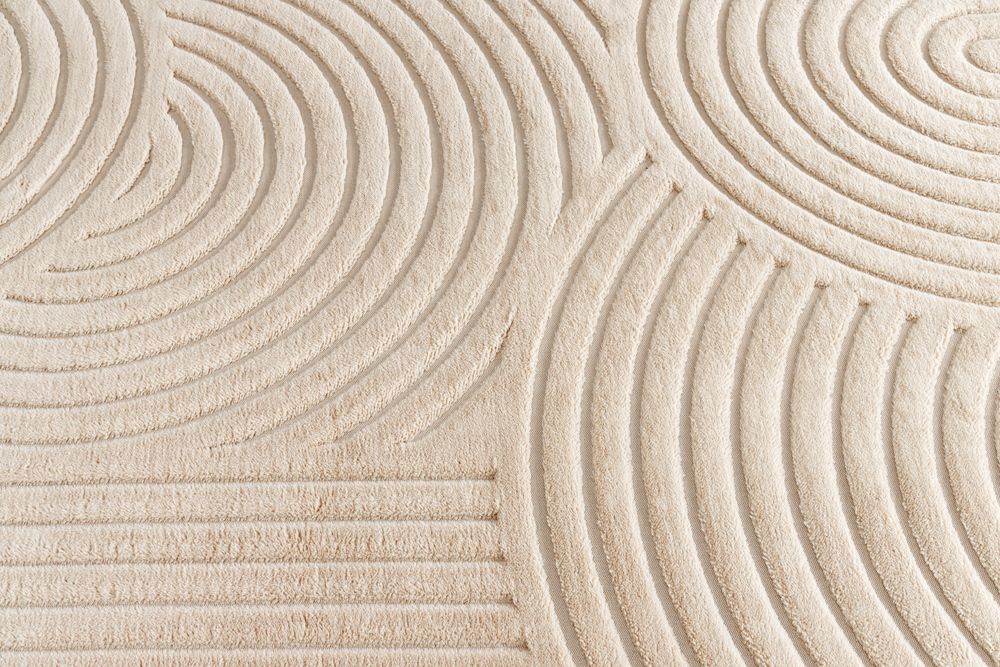 3D strukturierter Kurzflor Teppich ART DECO 230x160cm beige Hoch-Tief-Effekt