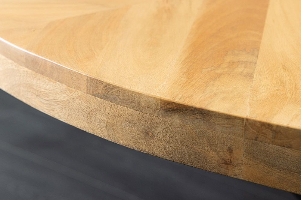 Runder Esstisch INFINITY HOME 120cm natur cream finish Mangoholz Parkett schwarz