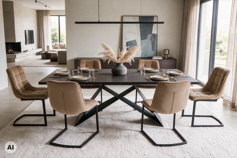 Freischwinger Stuhl MIAMI taupe Cord matt schwarz Metallgestell