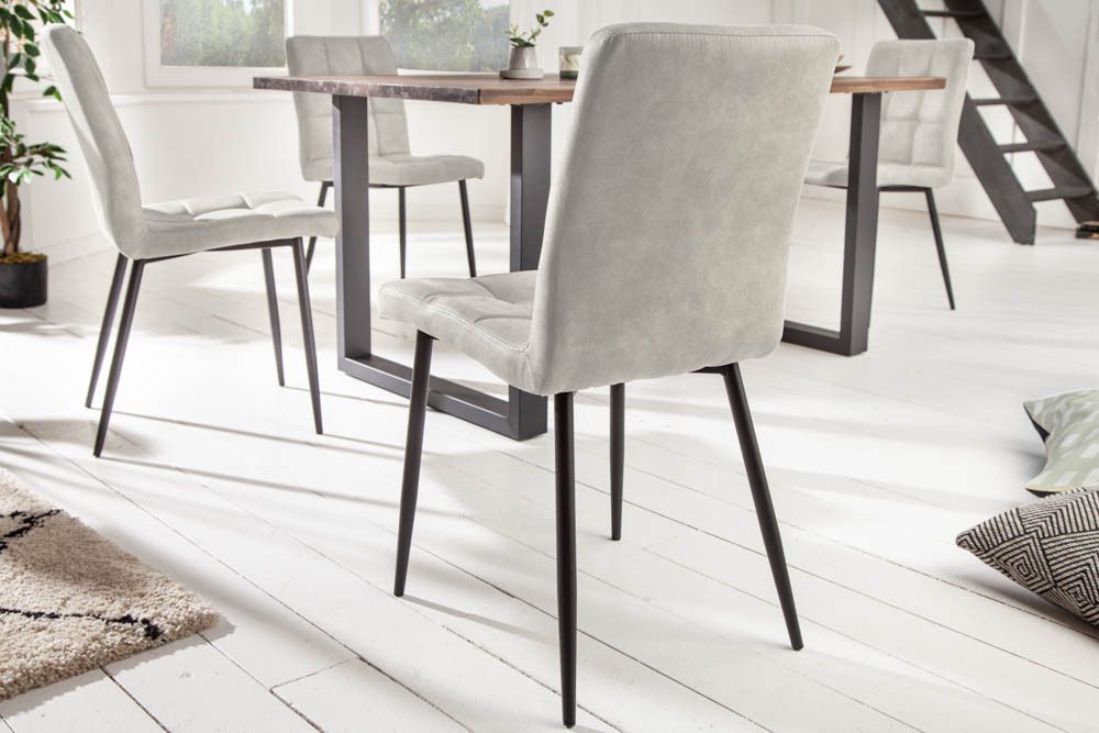 Retro Design Stuhl MODENA stone grau mit Ziersteppung