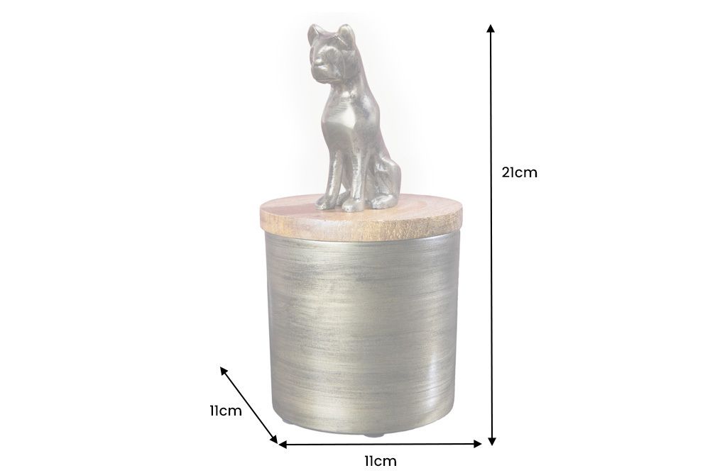 Design Dose PANTHER 20cm gold natur Mangoholz Panther-Figur Metall Dekoration