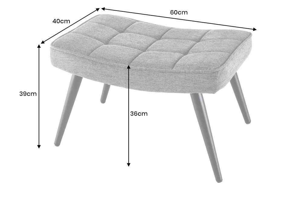 Moderner Hocker SCANDINAVIA blau Strukturstoff Metallbeine Fußhocker