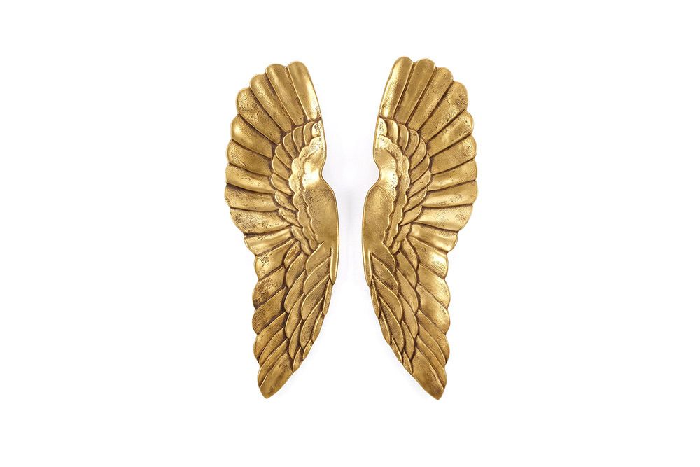 Große Wanddekoration FALLEN ANGEL 65cm antik goldene Engelsflügel