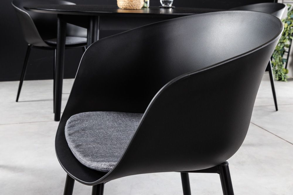 Moderner Stuhl DESIGNO schwarz Kunststoff Gartenstuhl mit Armlehnen Indoor Outdoor