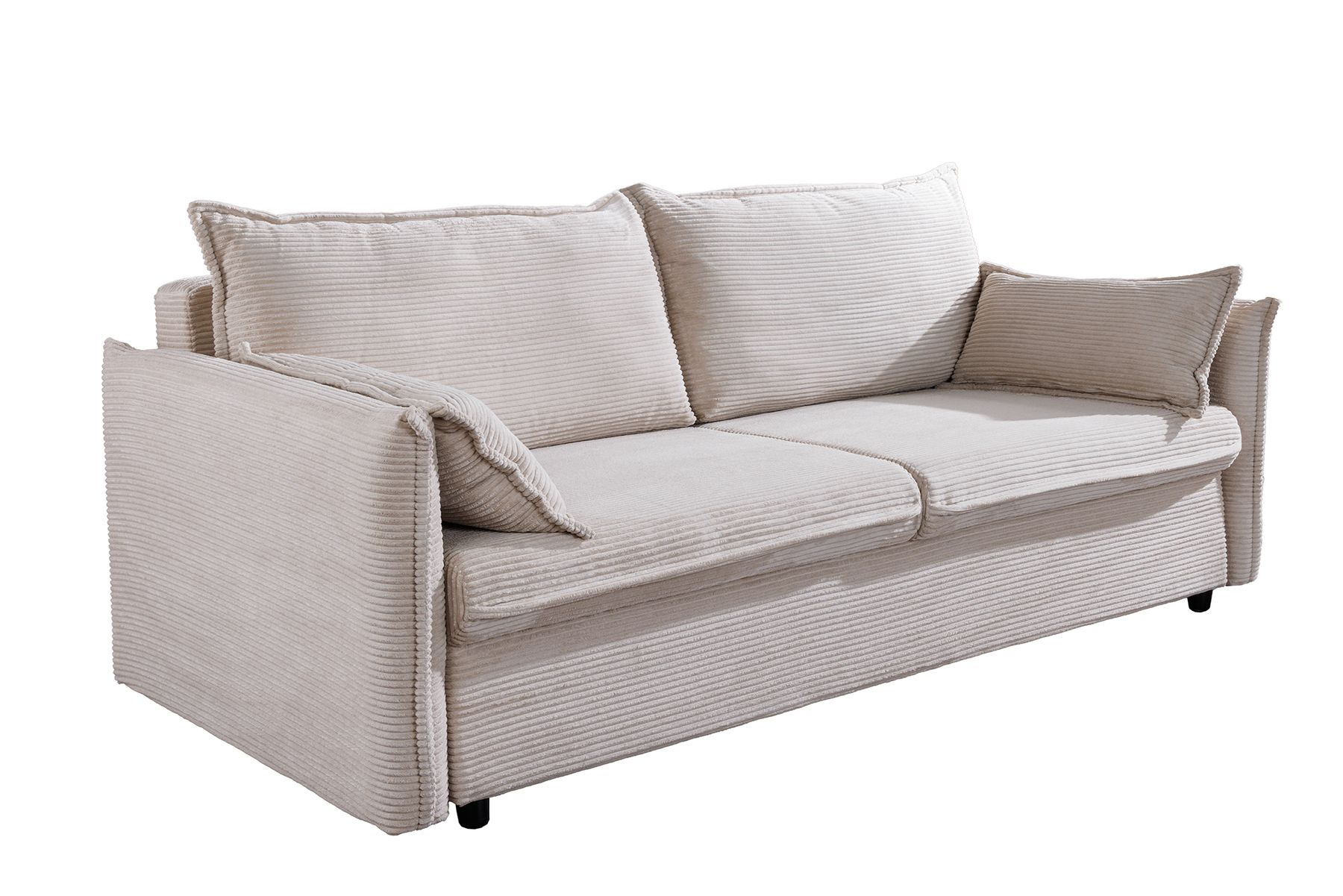 XXL Sofa mit Schlaffunktion APARTMENT beige Cord inkl. Bettkasten und Kissen
