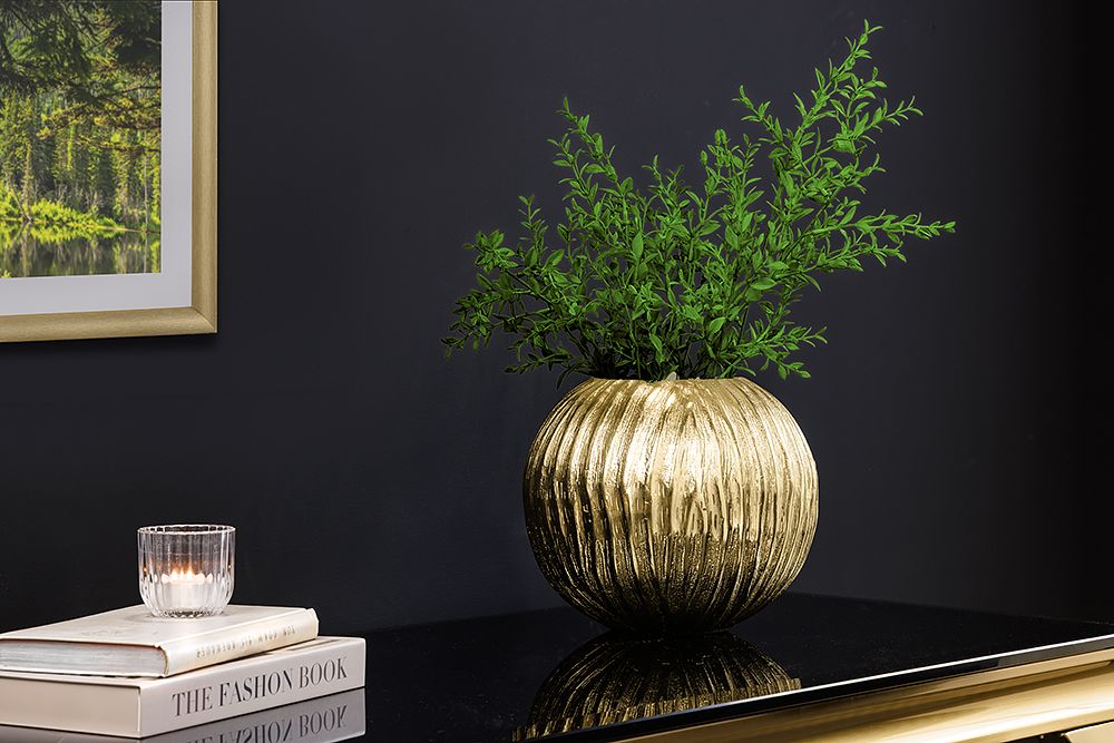 Handgefertigte Deko-Vase ELEGANCE 25cm gold antik Hammerschlag Design