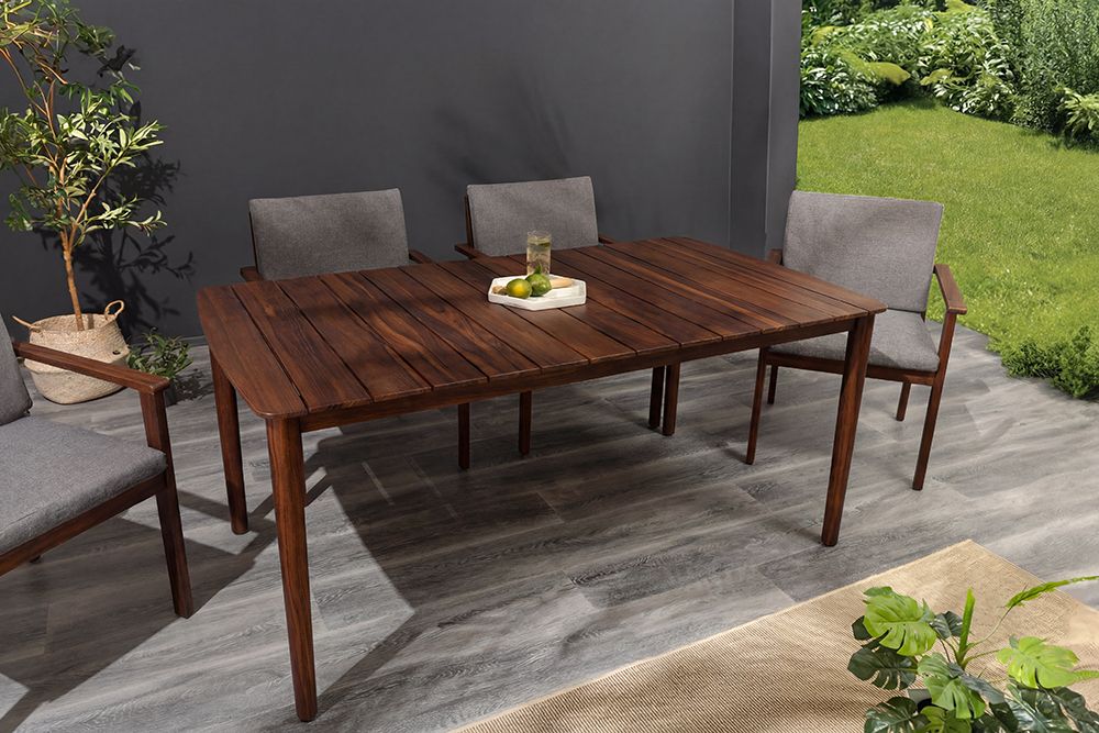 Wetterfester Gartentisch KOPENHAGEN 160cm braun Akazie honey finish Massivholz Outdoor