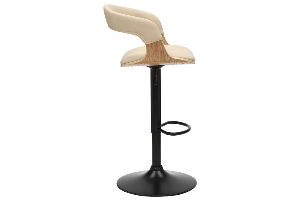 Höhenverstellbarer Barhocker MANHATTAN natur Eiche creme beige Kunstleder drehbar