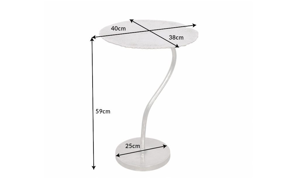 Handgearbeiteter Beistelltisch ABSTRACT LEAF 40cm silber