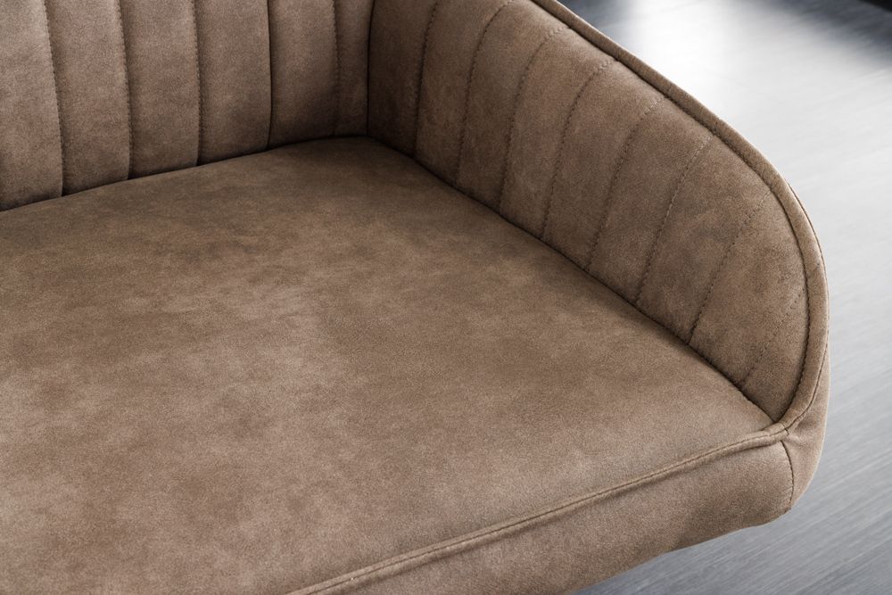 Design Sitzbank TURIN 160cm taupe schwarz Metallbeine mit Armlehne