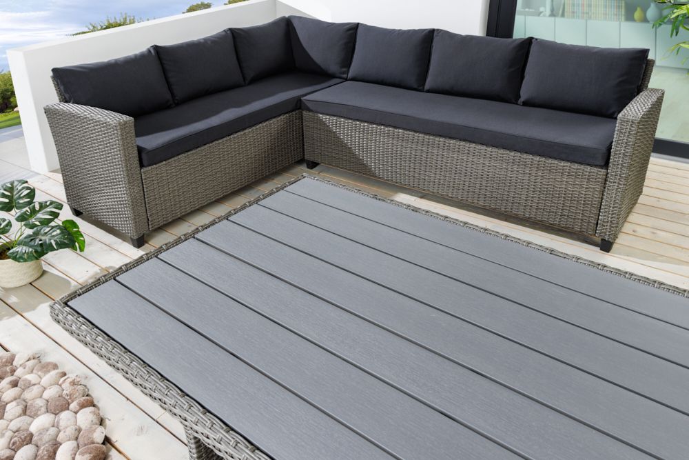 Outdoor Sitzgruppe MONACO 240cm anthrazit Polyrattan Gartenmöbel-Set Ecklounge wetterfest