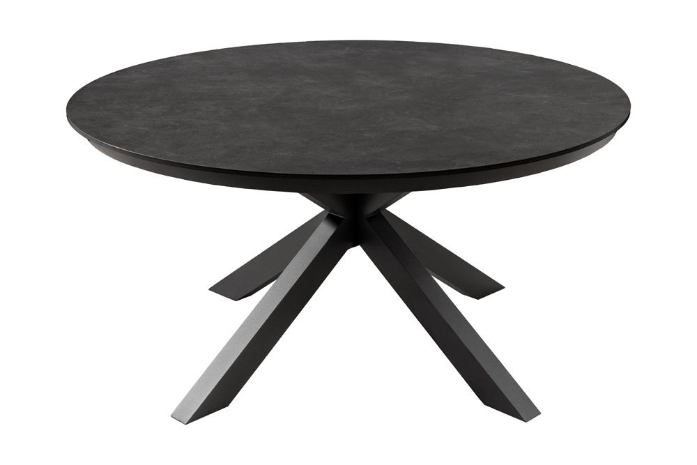 Runder In- und Outdoor Esstisch GALAXY 120cm anthrazit Keramik Aluminium Gartentisch