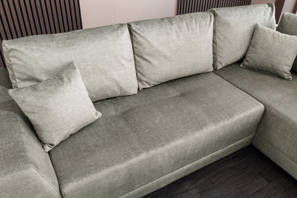 Modernes Ecksofa NORWAY 250cm taupe Vogue Velours Samt Schlafsofa mit Stauraum