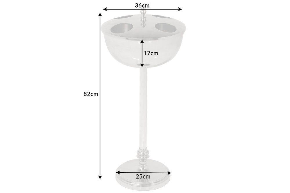 Dekorativer Weinkühler VINO 80cm silber handmade Metall Flaschenkühler Sektkühler
