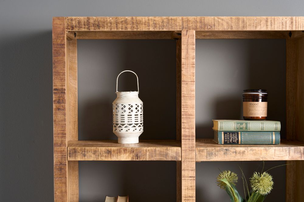 Massives Regal IRON CRAFT 176cm Mangoholz Bücherregal acht Fächer Industrial Design