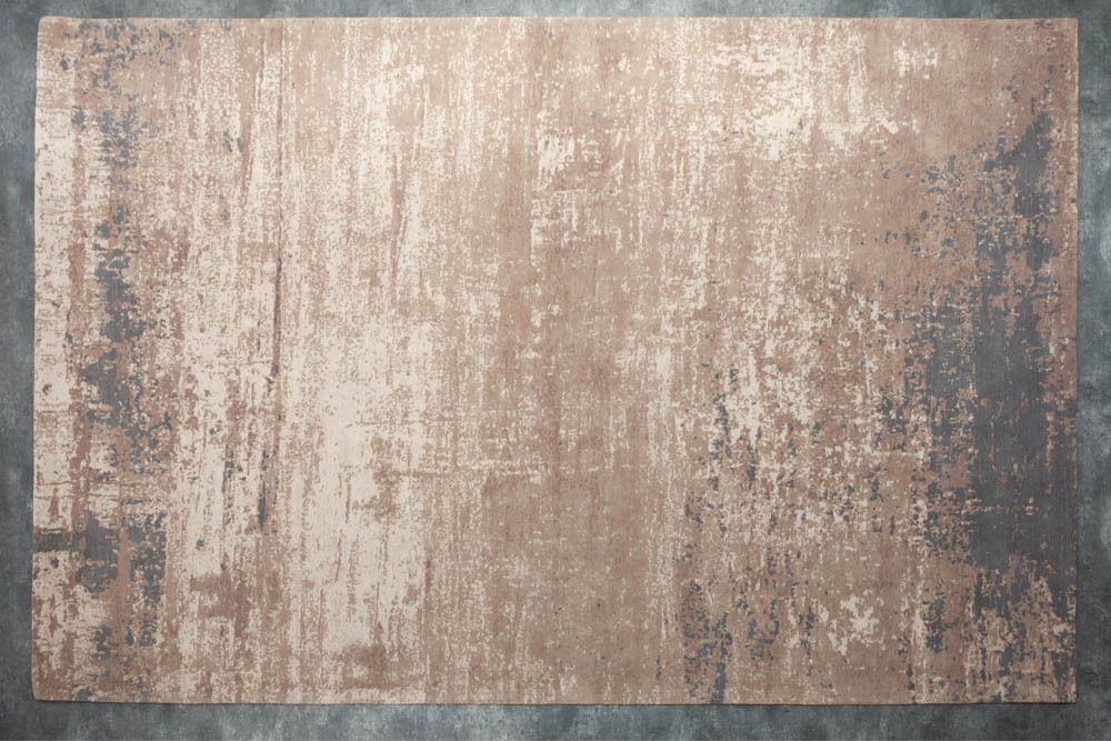 Vintage Baumwoll-Teppich MODERN ART 350x240cm grau beige verwaschen Used Look