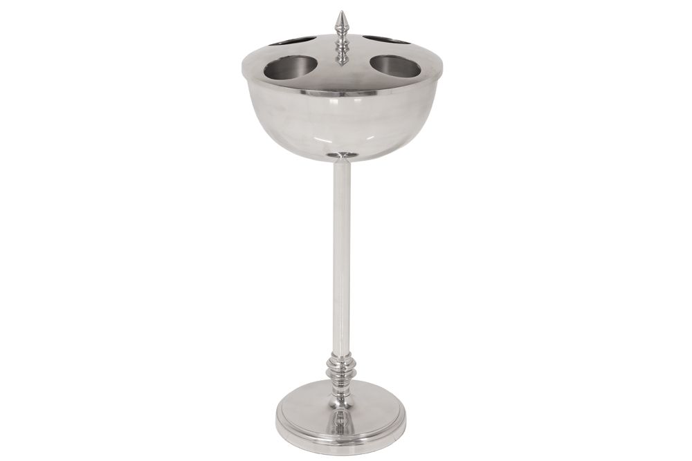Dekorativer Weinkühler VINO 80cm silber handmade Metall Flaschenkühler Sektkühler