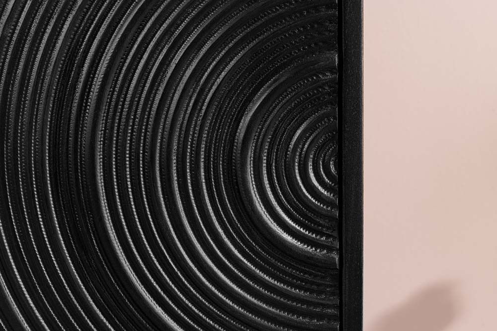 Design Highboard ORBIT 120cm schwarz Mangoholz mit 3D-Front Metall