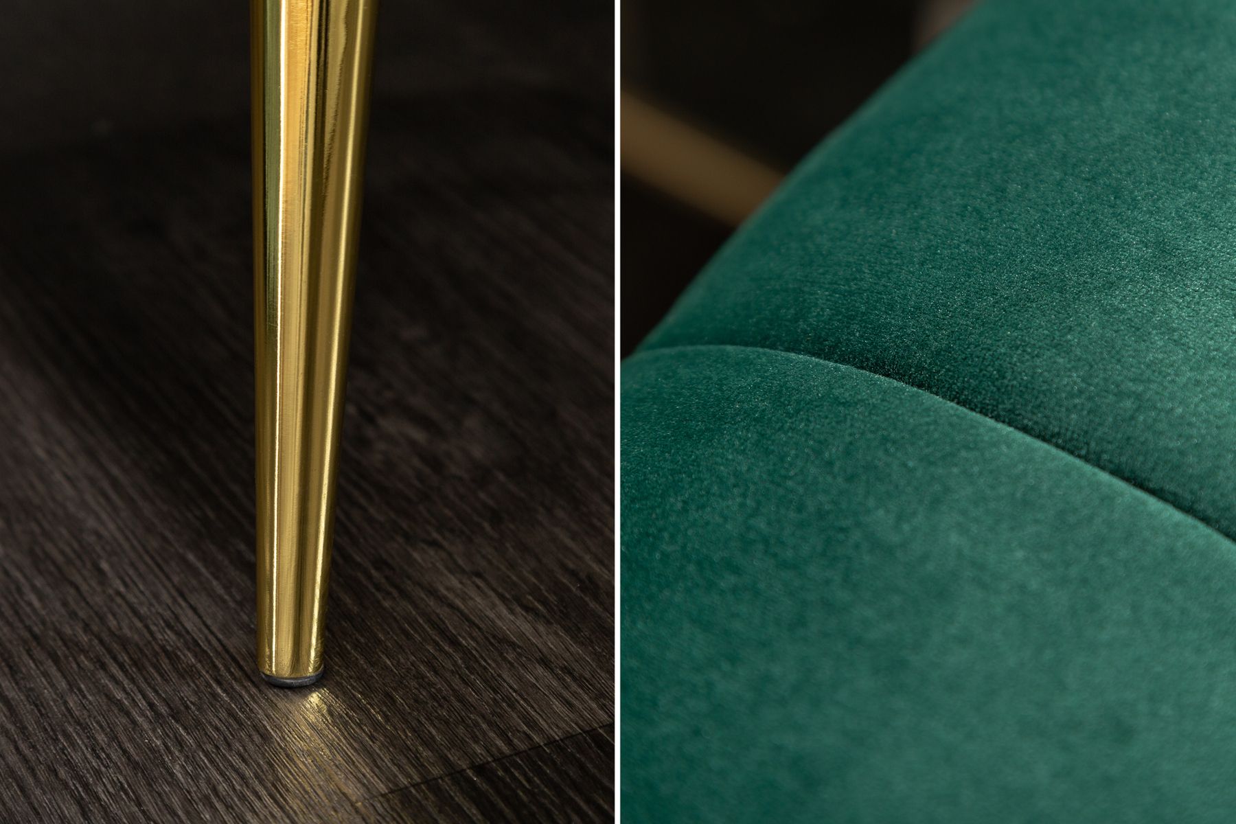 Design 3-Sitzer Sofa NOBLESSE 225cm smaragdgrün Samt Federkern goldene Metallfüße