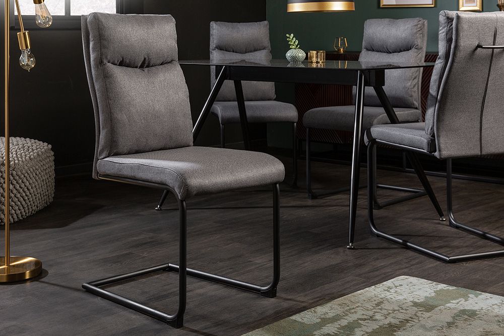 Moderner Freischwinger Stuhl COMFORT grau mit Komfortgriff