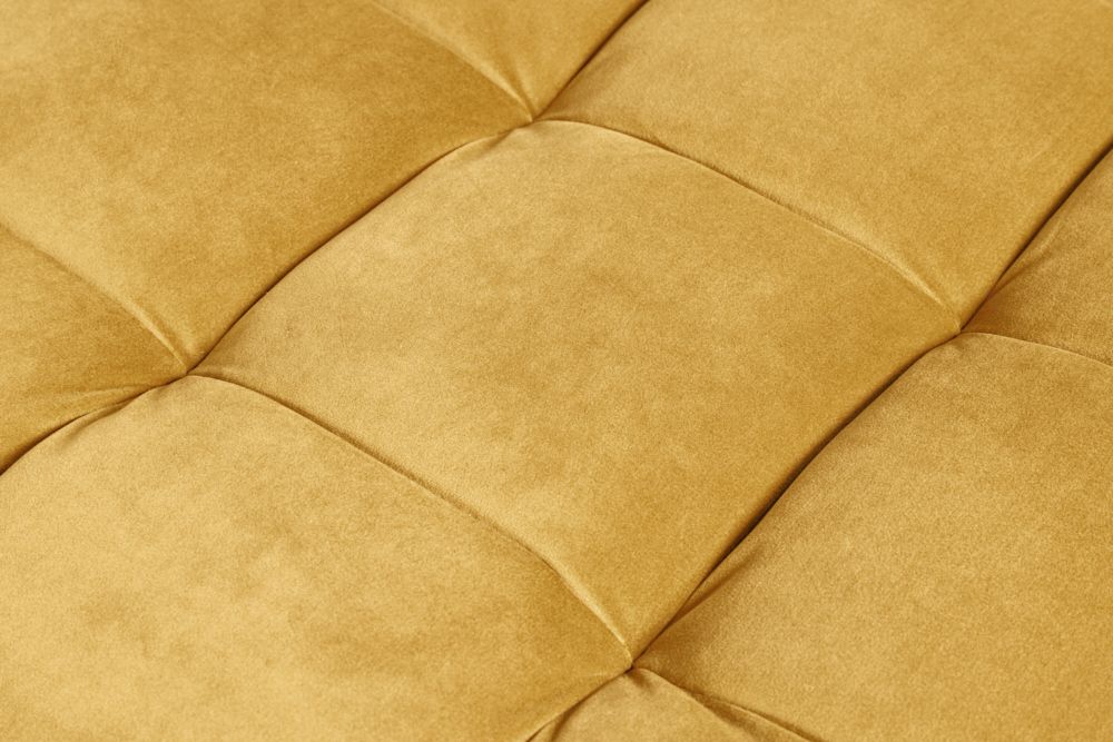 Design Hocker COZY VELVET 80cm senfgelb gold Samt Metallfüße