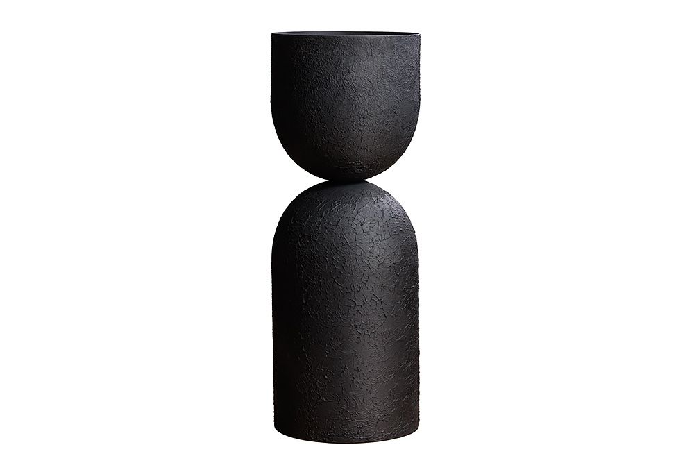 Moderne Vase SANDGLASS L 55cm schwarz Eisen handmade beidseitig nutzbar