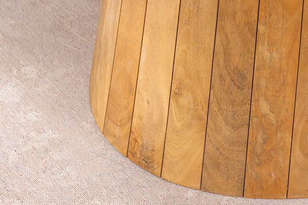 Ovaler Esstisch ART DECO 220cm beige massives Mangoholz cream finish mit Säulenfuß