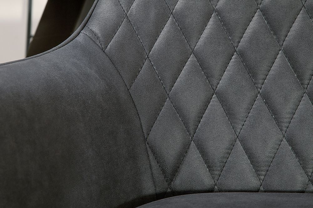 Retro Stuhl PALERMO anthrazit mit Armlehne und Ziersteppung