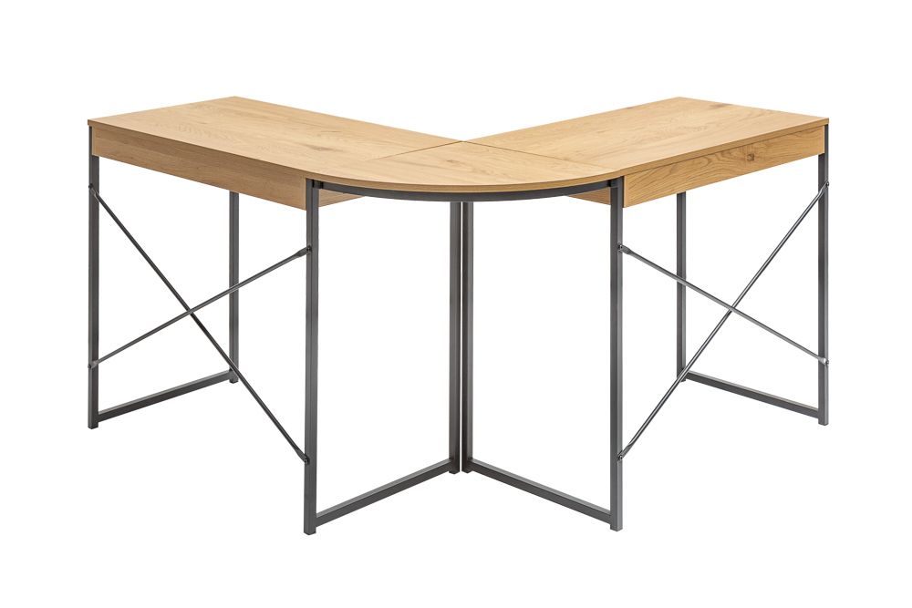 Industrial Eckschreibtisch STUDIO 130cm Eichenoptik mit Schubladen