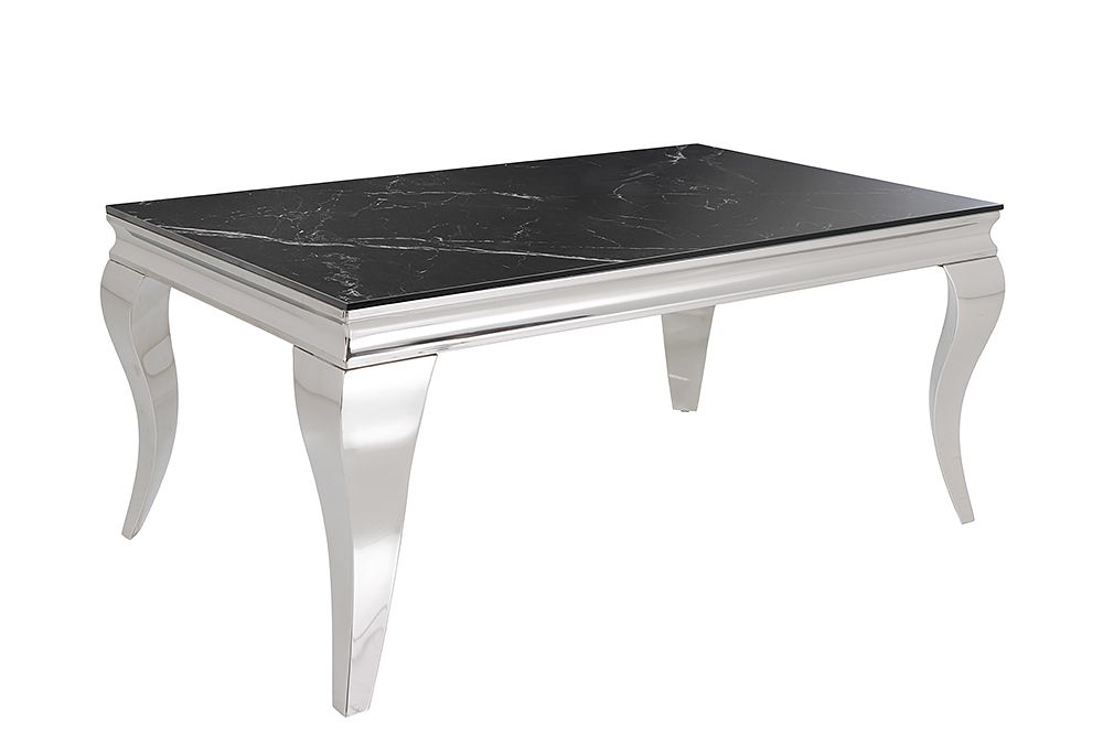 Design Couchtisch MODERN BAROCK 100cm schwarz anthrazit chrom Keramik Marmor