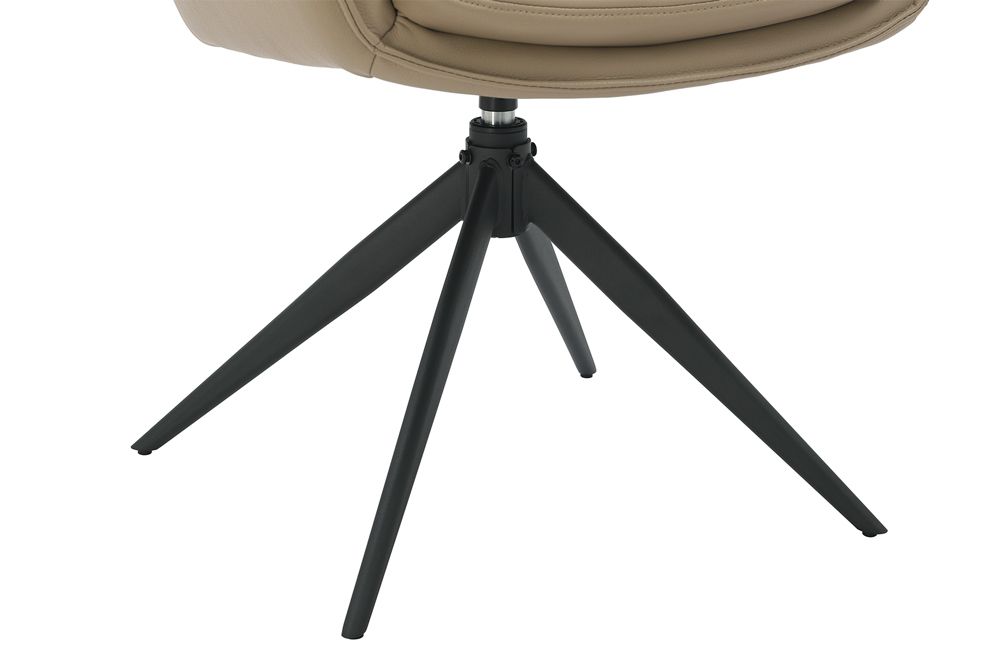 Drehbarer Design Stuhl VOGUE taupe Kunstleder Metall 360° mit Armlehne