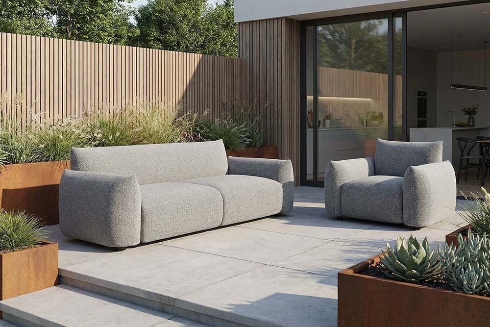 In- und Outdoor Sofa SEAHAWK 205cm anthrazit Aluminium Olefin wetterfest 2-Sitzer Couch