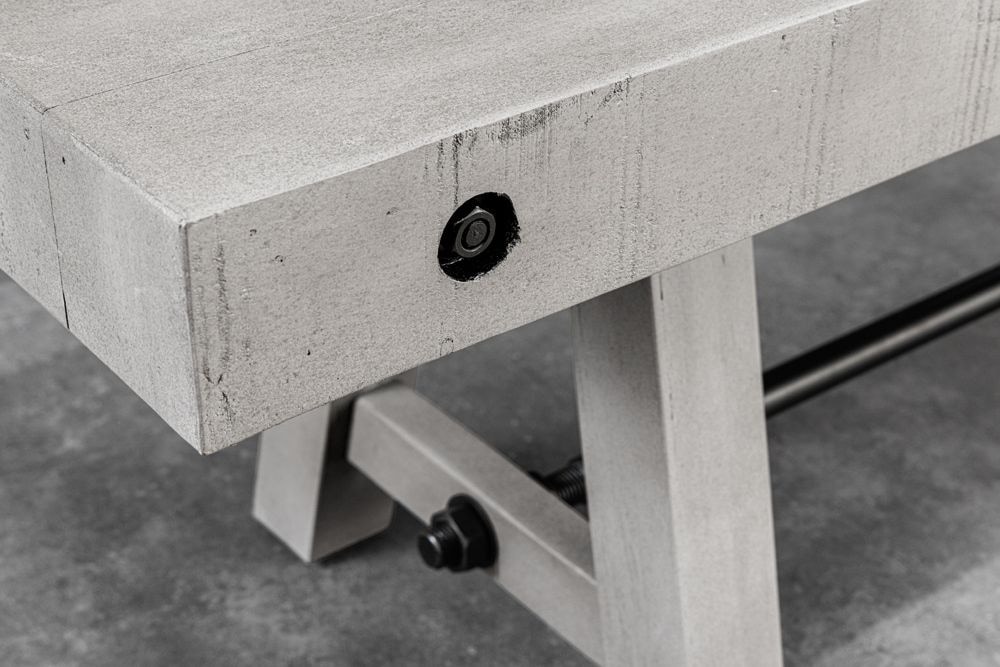 Industrial Sitzbank FINCA 200cm grau Pinie recyceltes Massivholz Eisen