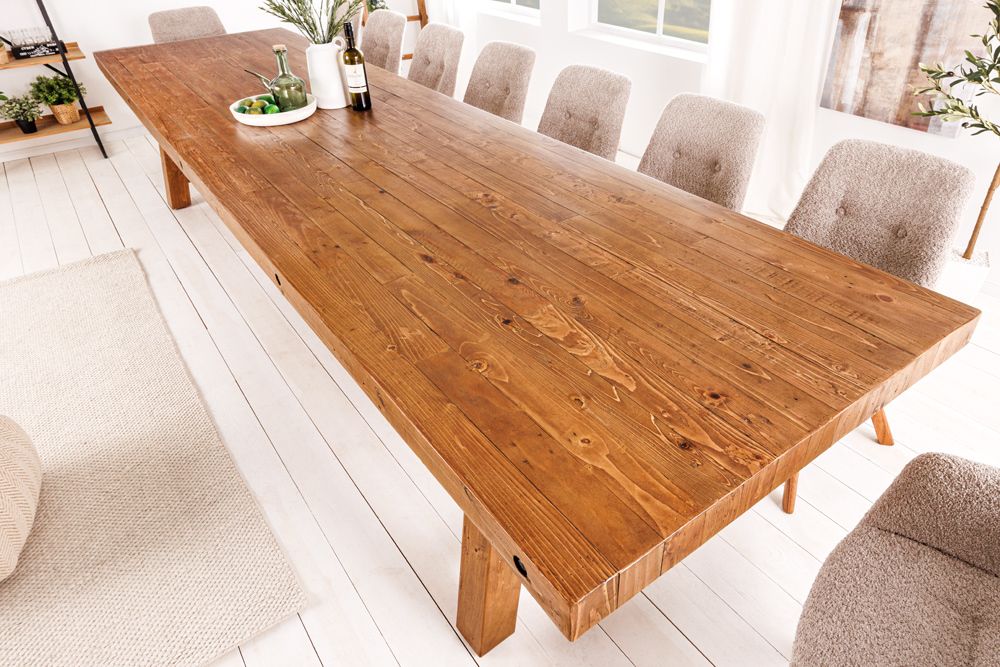 Massiver Esstisch FINCA 300cm vintage braun Pinienholz Bohlenoptik
