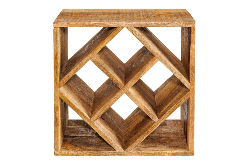Massivholz Weinregal CUBUS 40cm Mango handmade Beistelltisch