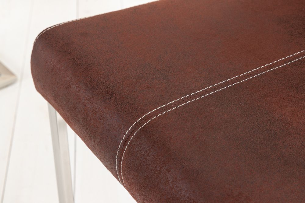 Freischwinger Stuhl SAMSON dark coffee Edelstahlrahmen mit Komfortgriff