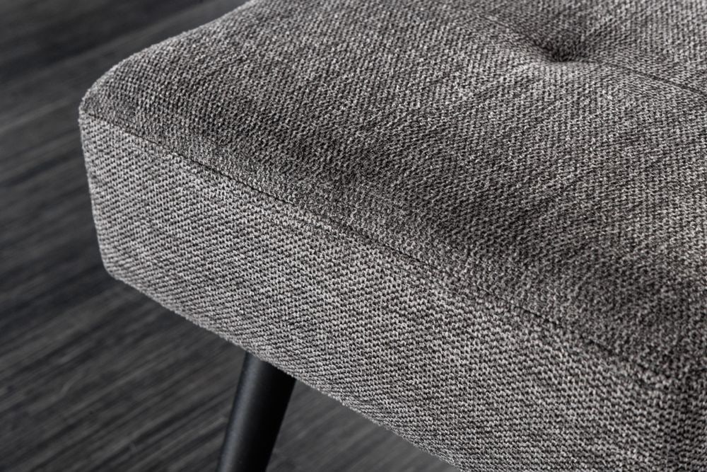 Design Sitzbank BOUTIQUE 100cm grau Strukturstoff Metallbeine schwarz