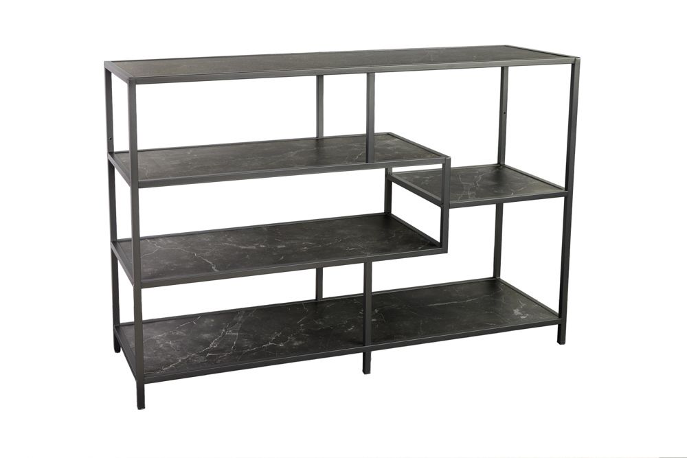 Modernes Bücherregal SLIM LINE 115cm graphit Metallgestell mit fünf Regalböden