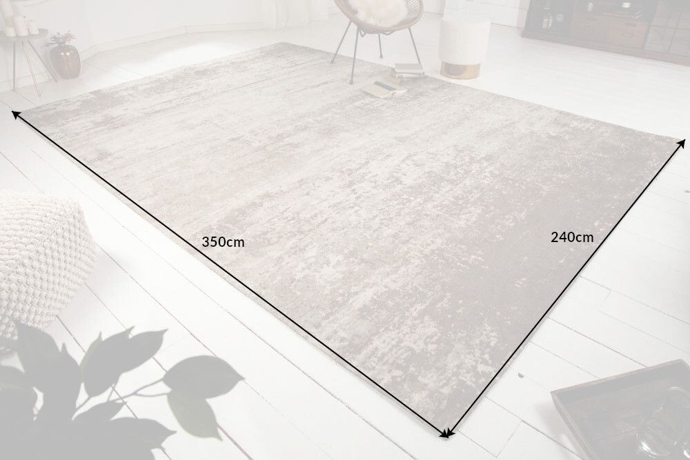 Vintage Baumwoll-Teppich MODERN ART XXL 350x240cm beige-grau verwaschen Used Look