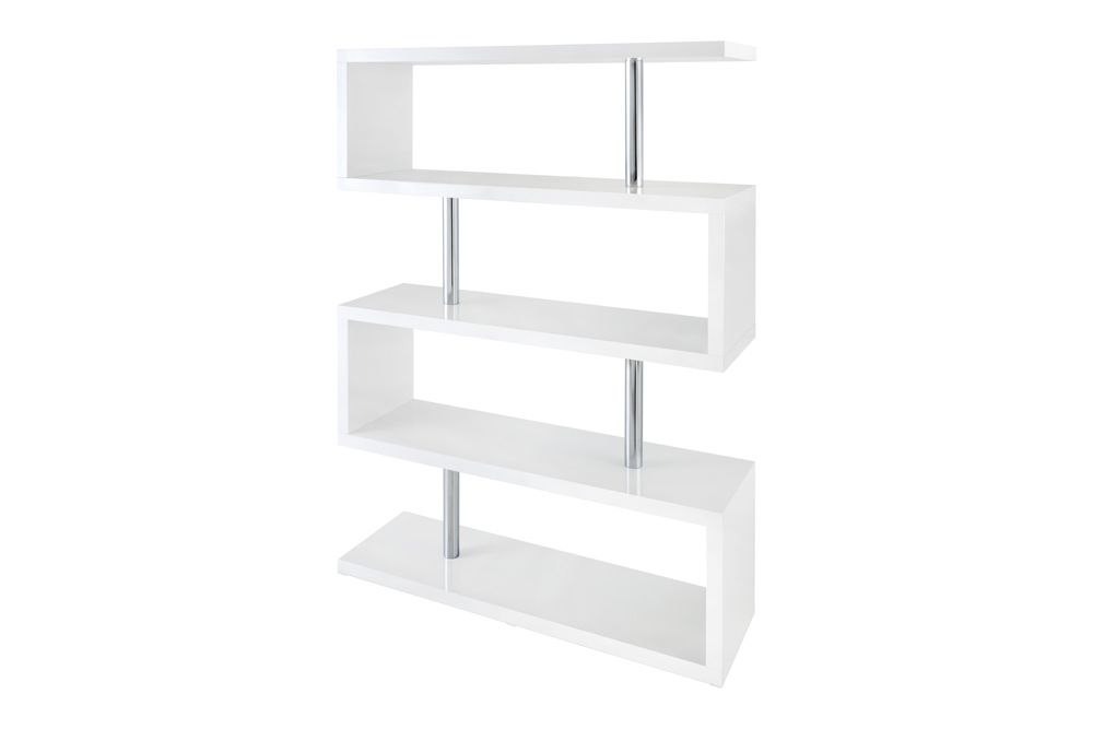 Design Regal SNAKE 165cm weiß Bücherregal Hochglanz mit fünf Böden