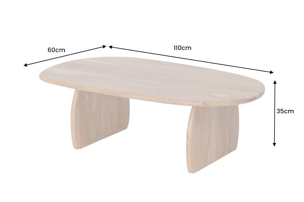 Design Couchtisch SCULPTURA 110cm natur Akazienholz organische Form
