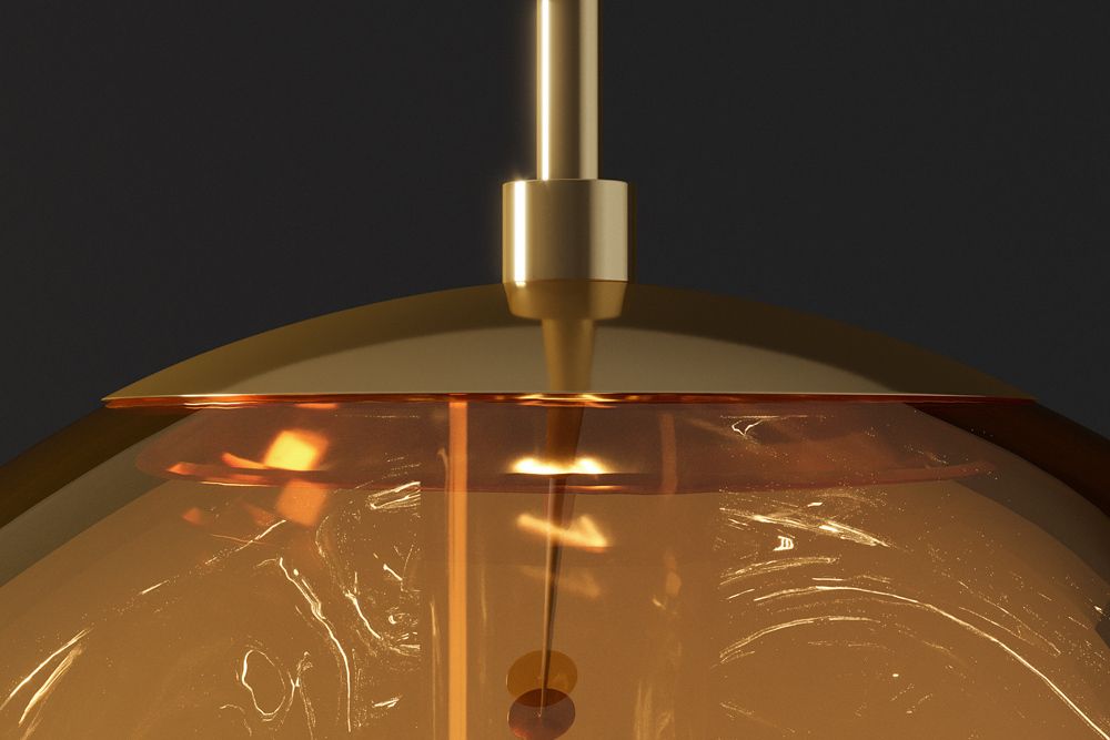 Runde Hängelampe LIQUID DIAMOND 20cm gold Glas Stahl Kugelleuchte