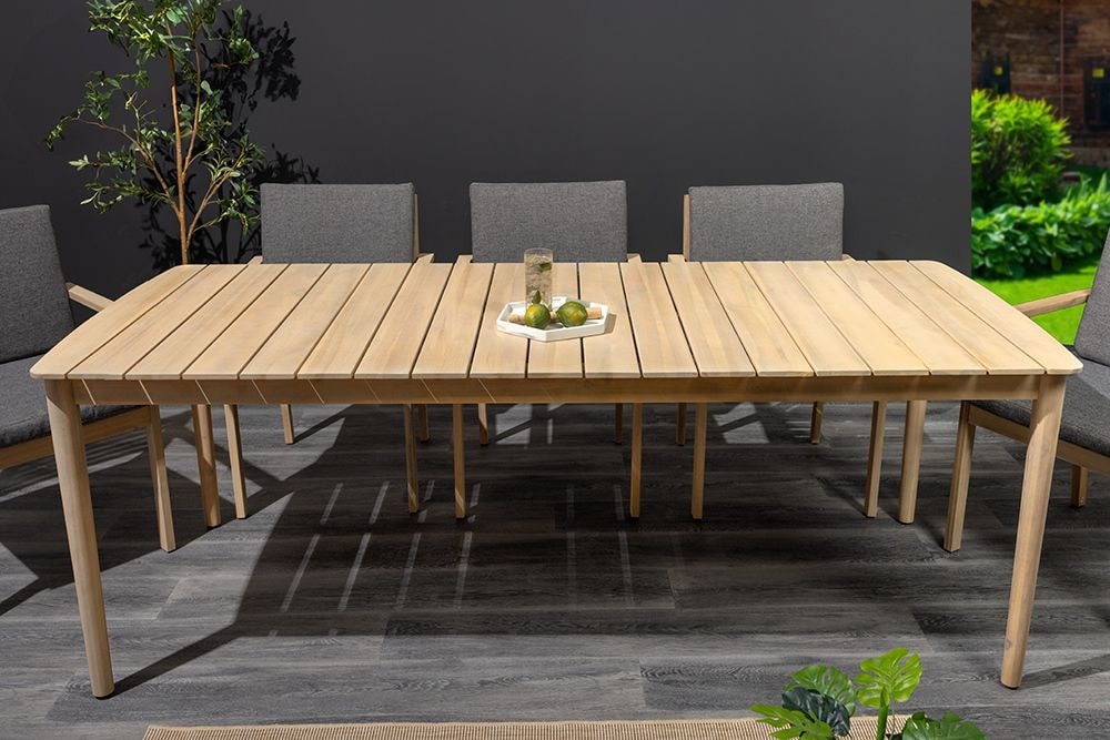 Wetterfester Gartentisch KOPENHAGEN 220cm natur Akazie Massivholz In- und Outdoor
