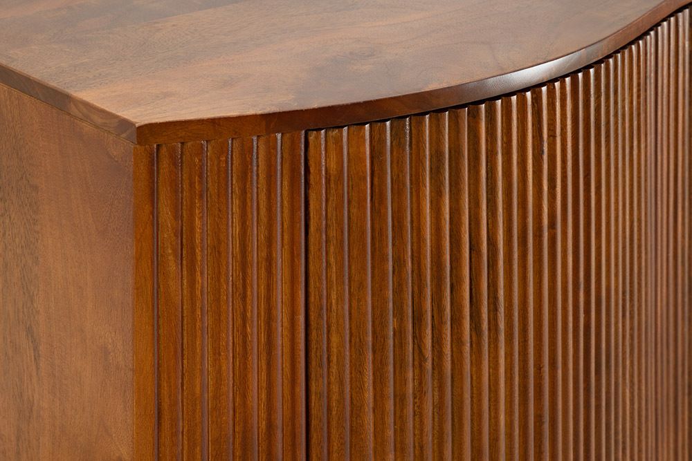 Massives Sideboard GRANDEUR 180cm braun Mangoholz schwarz Metall