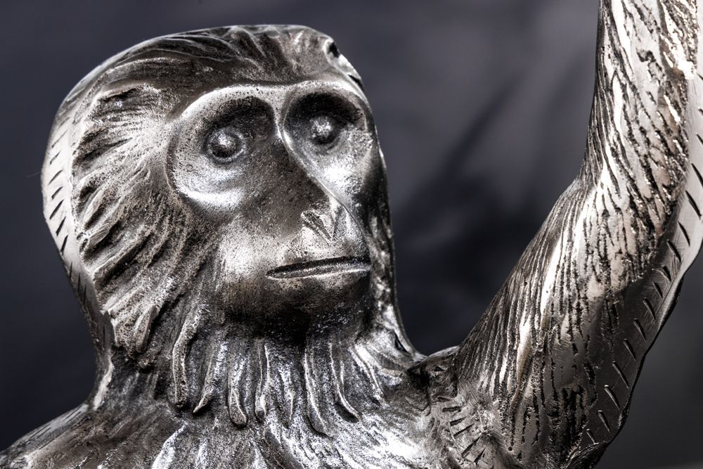 Design Beistelltisch WILDLIFE MONKEY 60cm silber Metall handmade