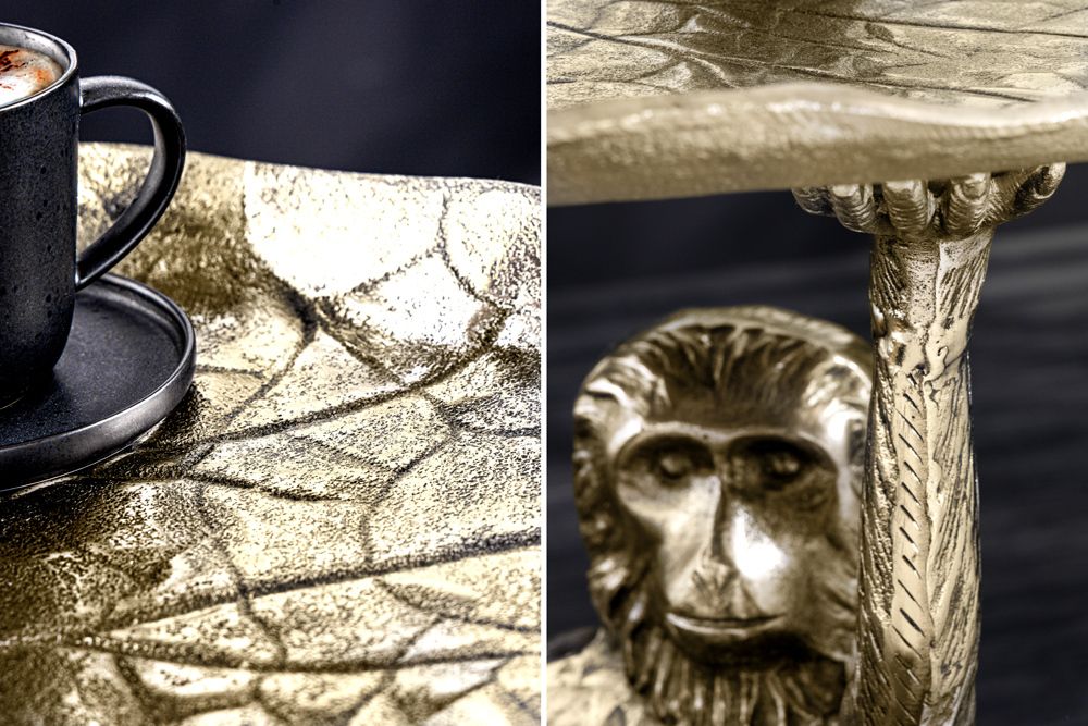 Design Beistelltisch WILDLIFE MONKEY 60cm gold antik Metall handmade