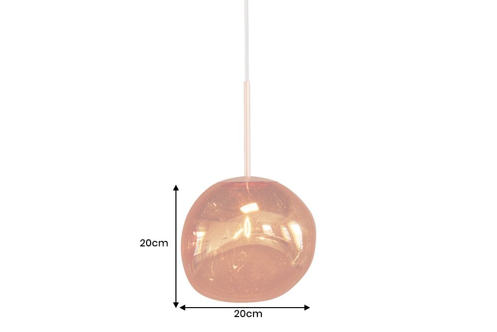 Runde Hängelampe LIQUID DIAMOND 20cm kupfer Glas Stahl Kugelleuchte