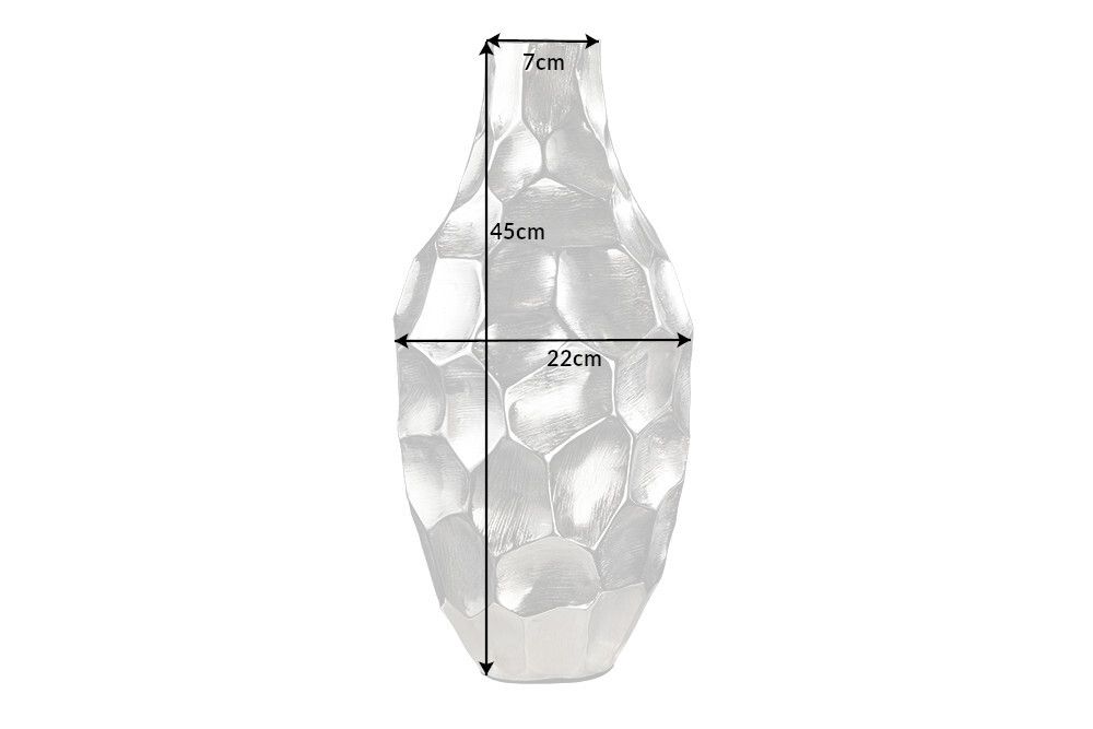 Elegante Vase ORGANIC ORIENT 45cm silber Hammerschlag Design